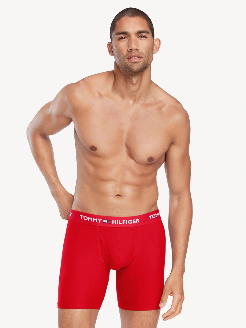 Férfi Tommy Hilfiger Everyday microfiber boxer brief 3pk Boxer Briefs Piros | HU 1384YXF